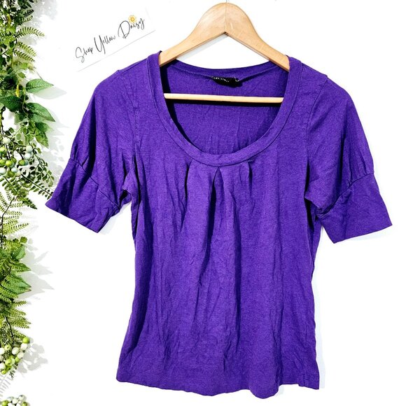 The Limited Purple Pleated Scoop Neck Tee Sz‎ M Womens Short Sleeve~SS10.4 - Picture 1 of 6
